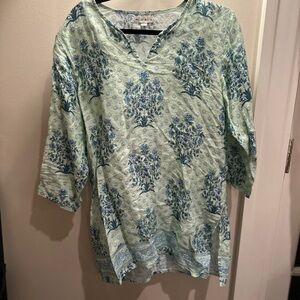 Roller Rabbit Blue and Green Floral Tunic NWOT